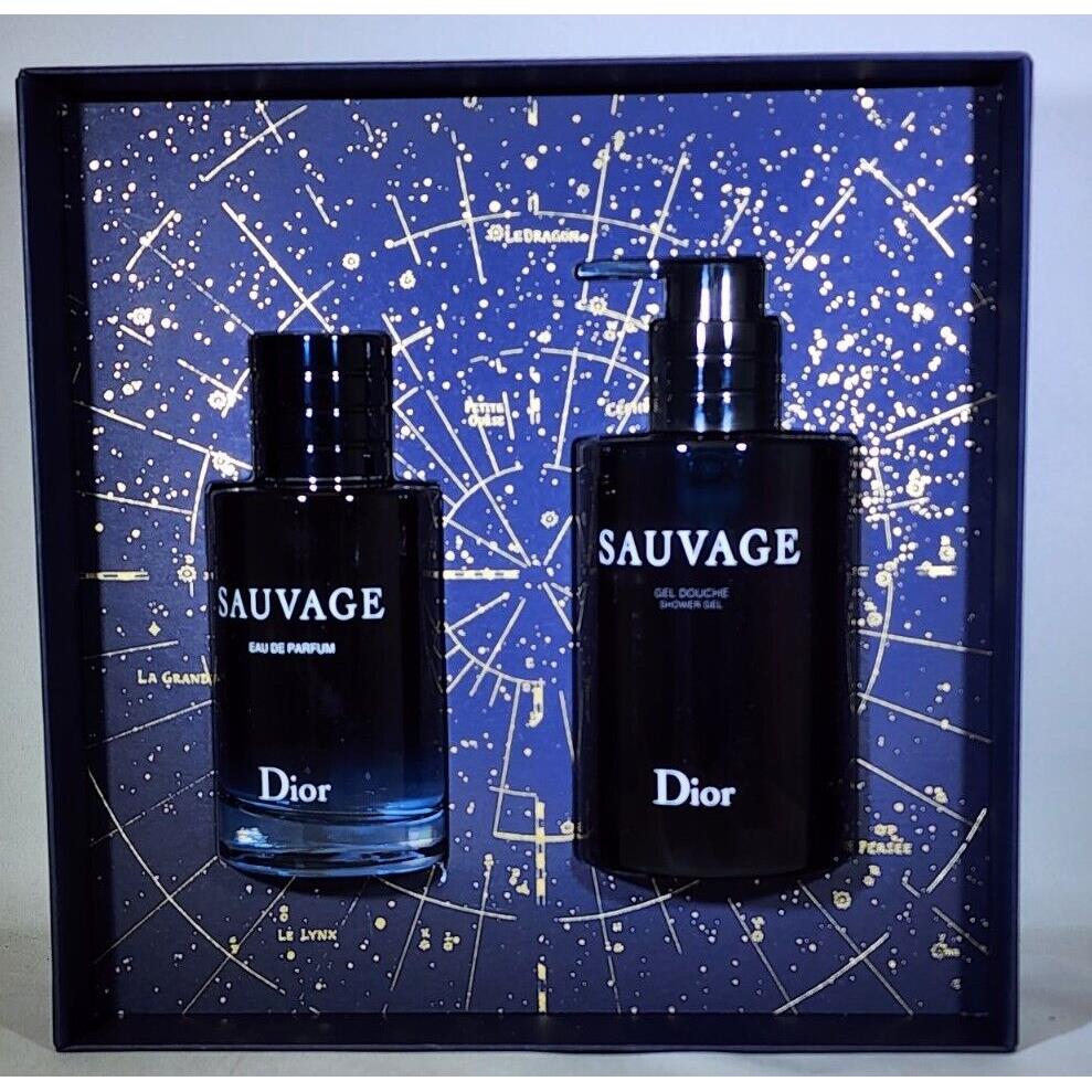 Dior Sauvage 100ml 3.4.Oz Eau De Parfum Spray 200ml 8.4.Oz SG 2 Pcs Set For Men