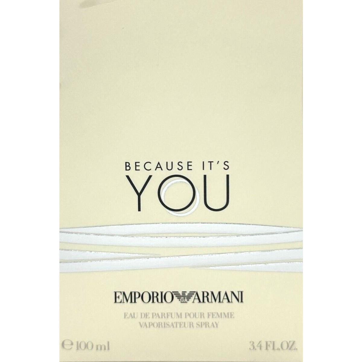 Emporio Armani Because It`s You Eau DE Parfum Spray Women 3.4 Oz / 100 ml