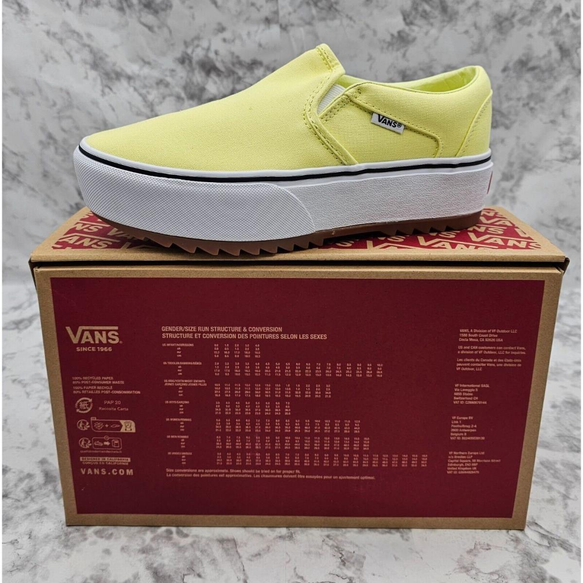 Vans Asher Platform St Canvas Light Green Women`s Shoes Size 10