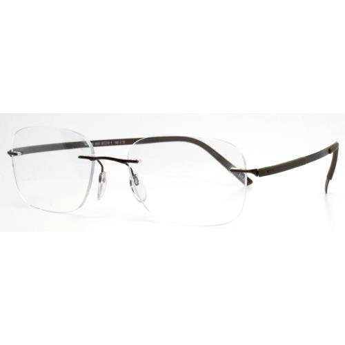 Silhouette 5414 40 6055 Brown Mens Rectangle Rimless Eyeglasses 52-19-140 B:36.2