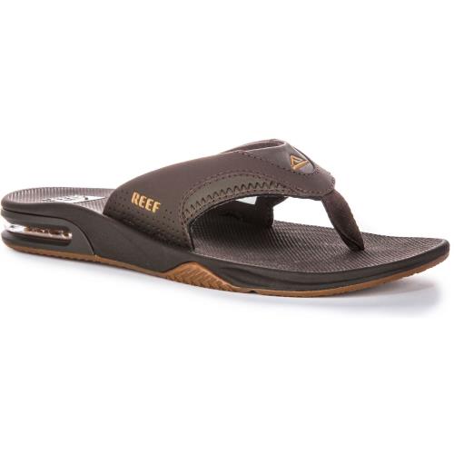 Reef Fanning Flip Flop Bootle Opener T Post Mens Sandal Dark Brown US 6 - 12 - DARK BROWN