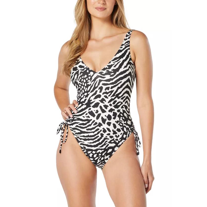 Coco Reef Black Contours Stellar Shirred-leg One-piece Swimsuit US 36C UK 36C