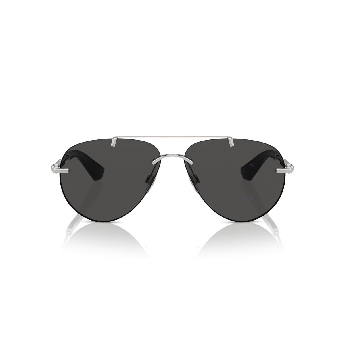 Burberry 0BE3152 100587 Black Silver Titanium Aviator Sunglasses
