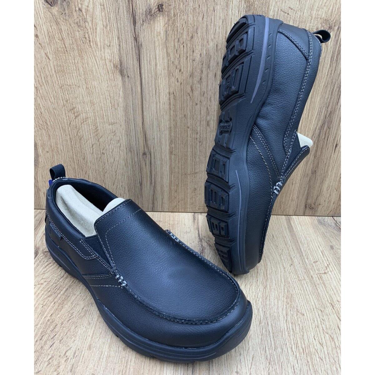 Skechers Harper Forde Black Relaxed Fit Men`s Slip On Shoes Loafers Size 9