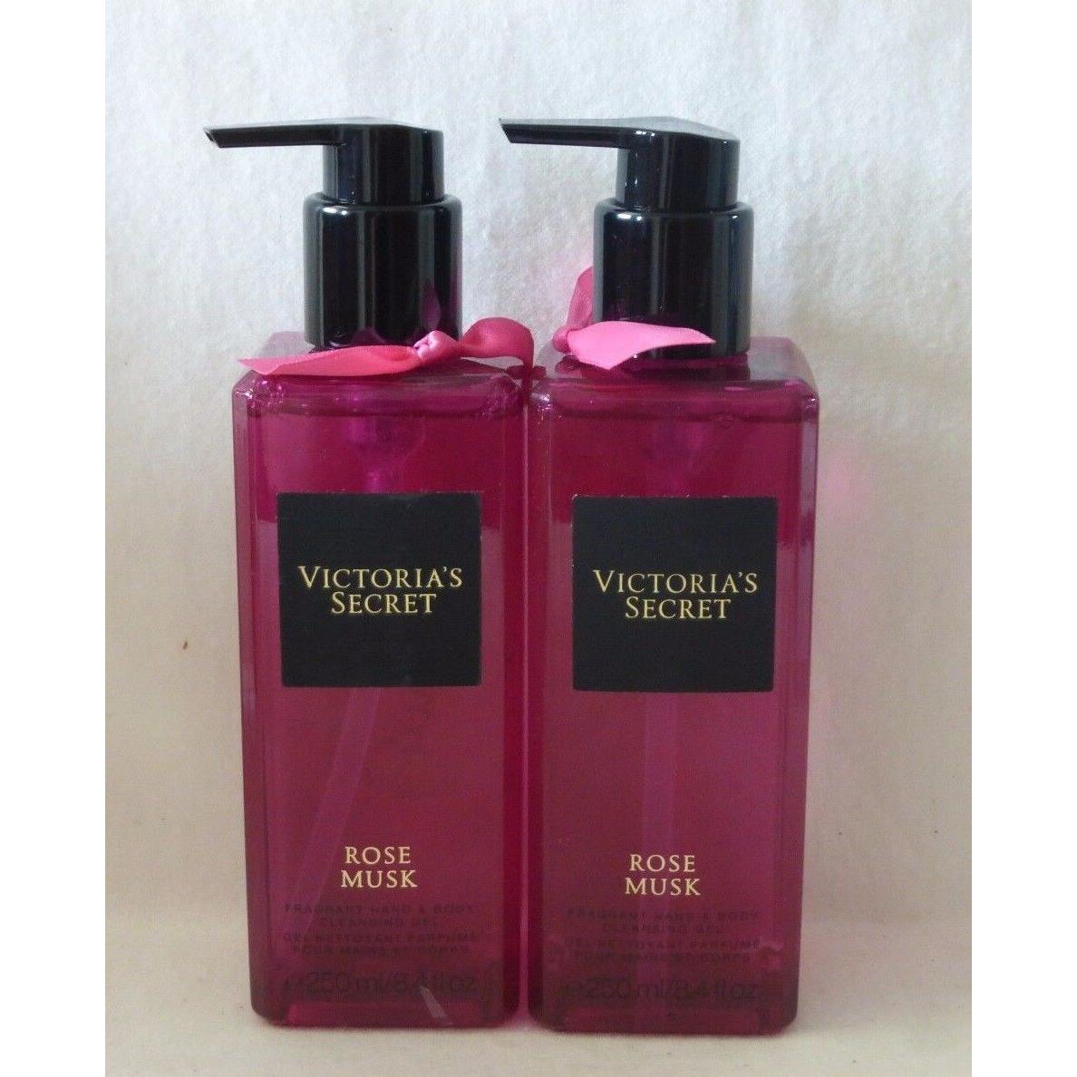 2 Rose Musk Fragrant Hand Body Cleansing Gel Victoria`s Secret 8.4 Oz