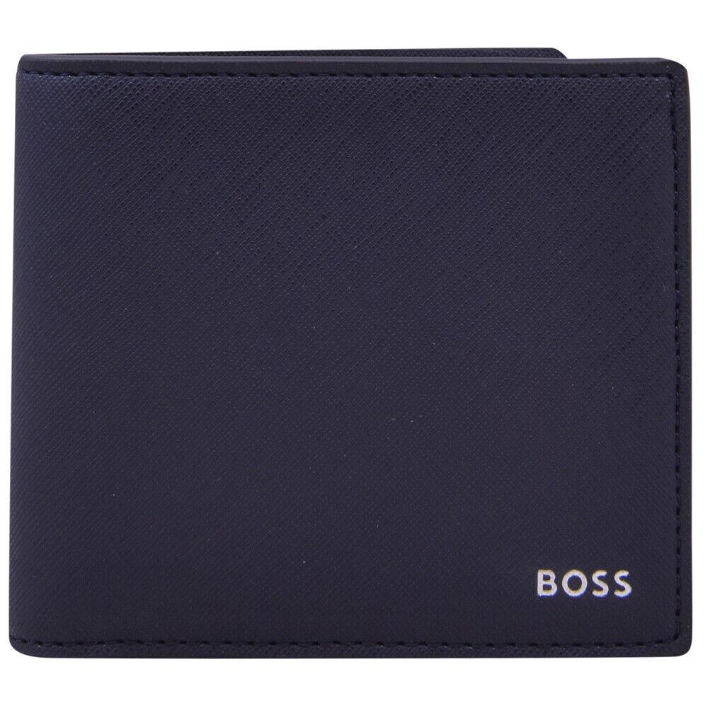 Hugo Boss Zair_4_CC_Coin Men`s Structured Wallet Dark Blue 4-Credit Card Slots