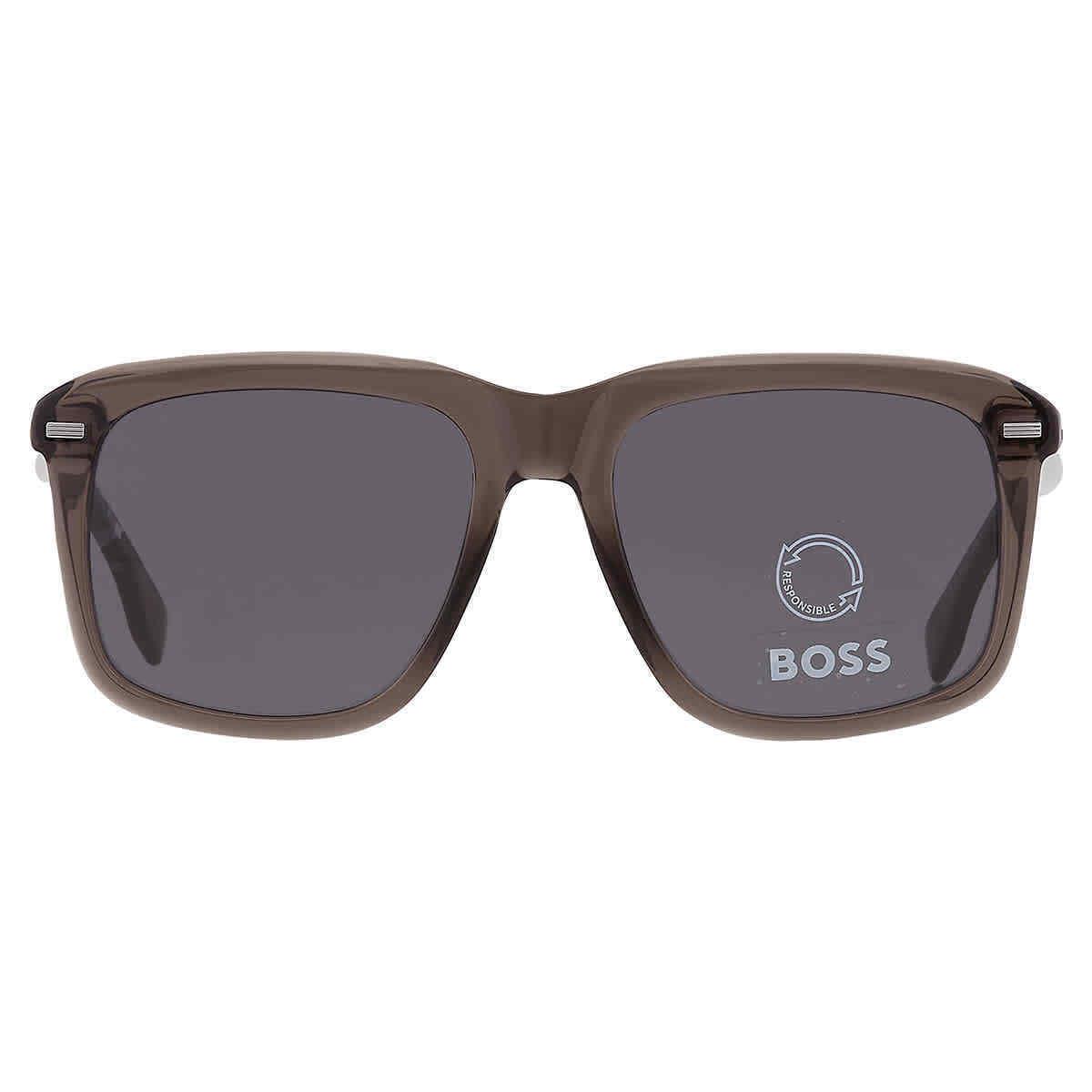 Hugo Boss Dark Grey Square Men`s Sunglasses Boss 1420/S 0KAC/IR 55