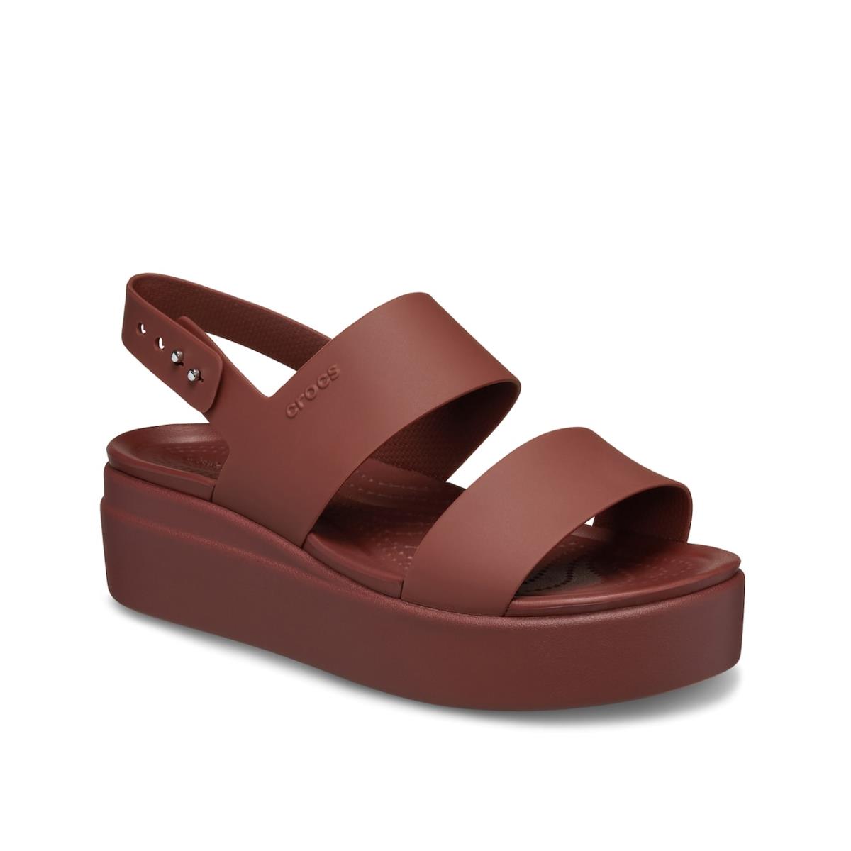 Woman`s Sandals Crocs Brooklyn Low Wedge Sandal Burgundy