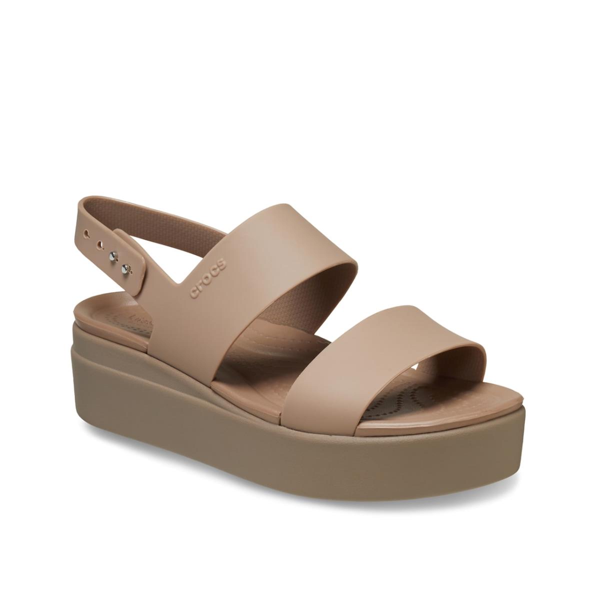 Woman`s Sandals Crocs Brooklyn Low Wedge Sandal Taupe