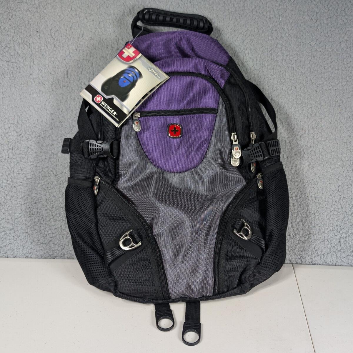 Wenger Backpack Purple Black Laptop Bag The Java Pack Audio Pocket