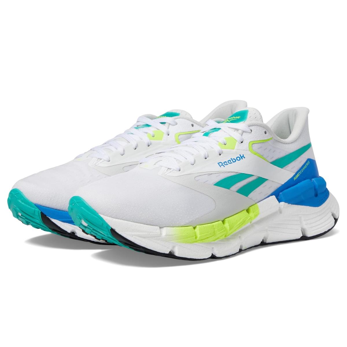 Man`s Sneakers Athletic Shoes Reebok Floatzig Symmetros - White/Unleashed Green/Kinetic Blue