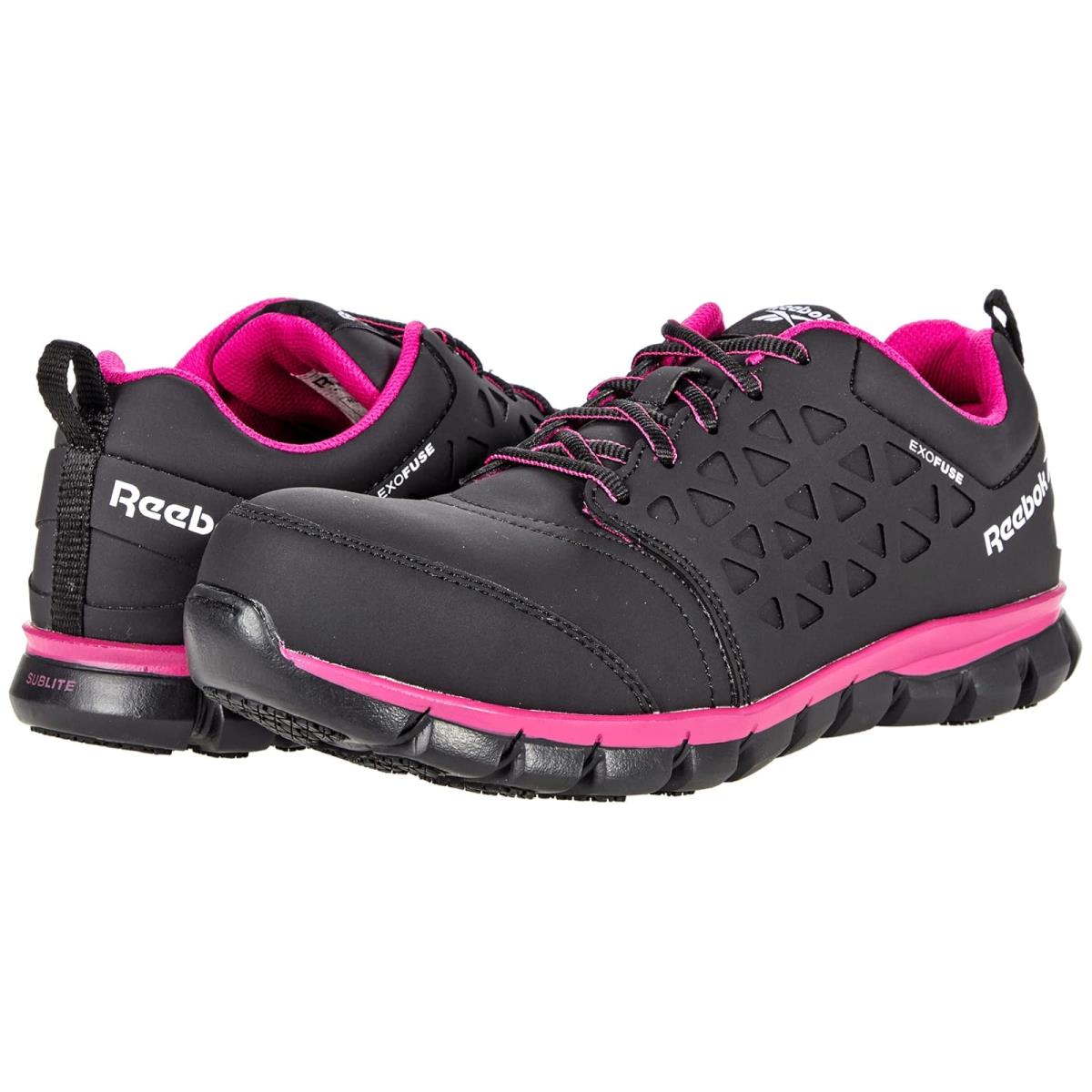 Woman`s Shoes Reebok Work Sublite Cushion Work Comp Toe EH - Black/Pink