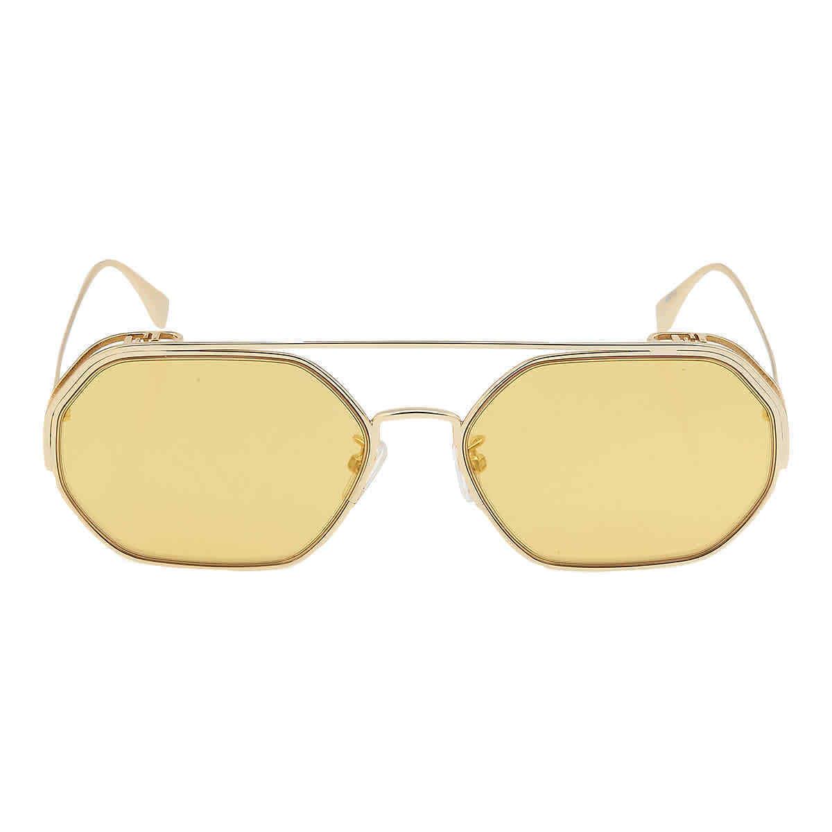 Fendi Gold Mirror Geometric Ladies Sunglasses FE40039U 10L 57 FE40039U 10L 57 - Frame: Gold, Lens: Gold