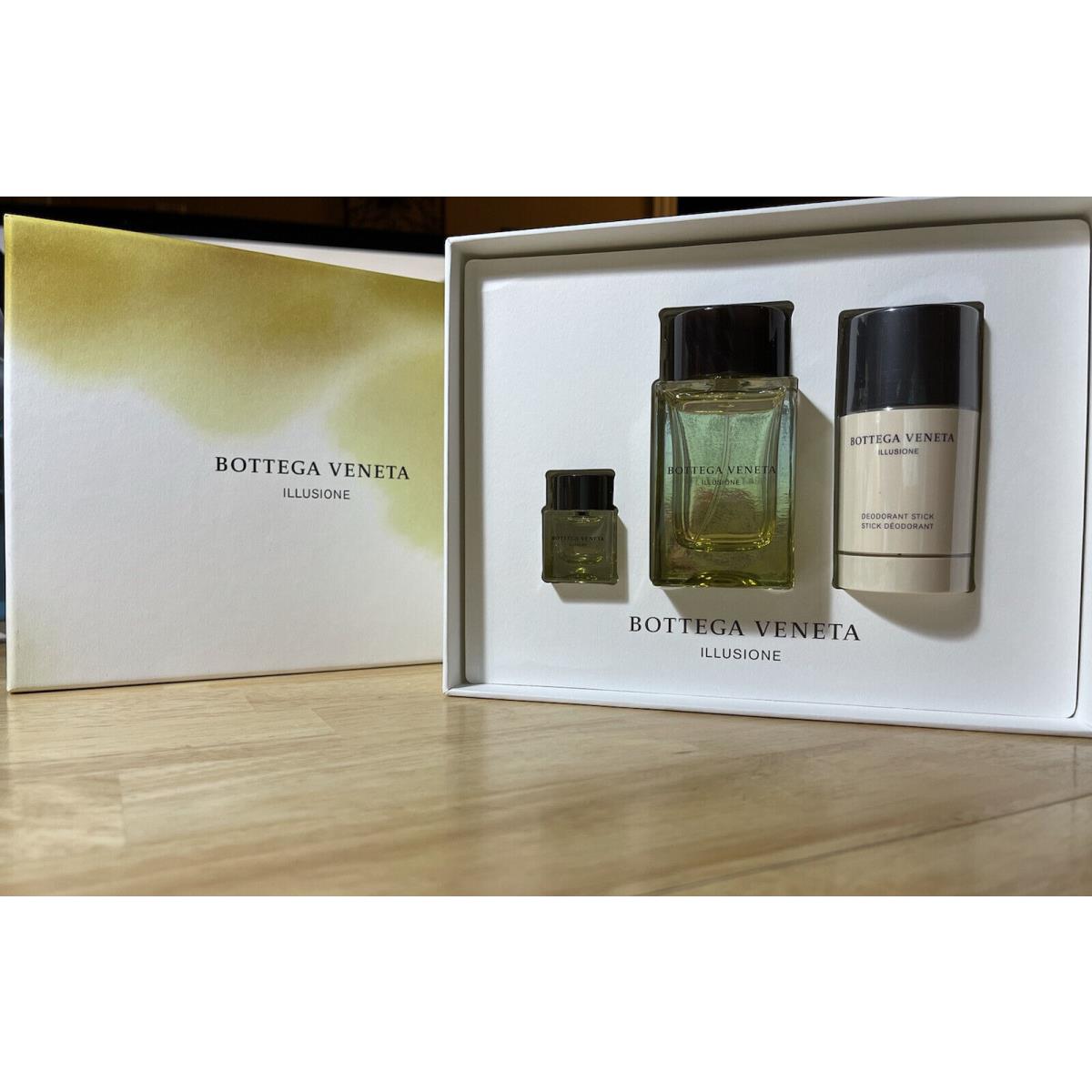 Bottega Veneta Illusione For Men 3 Oz. Edt 3 Piece Gift Set In Gift Box