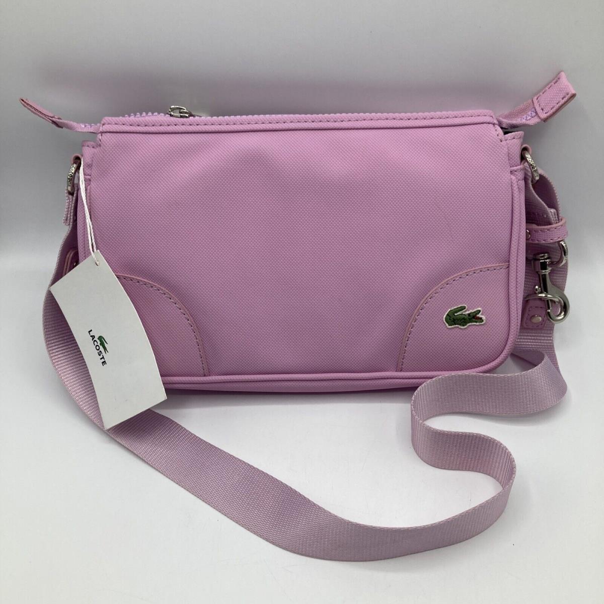 Lacoste Small Baguette Purse Pink Purple Crossbody Candy Floss