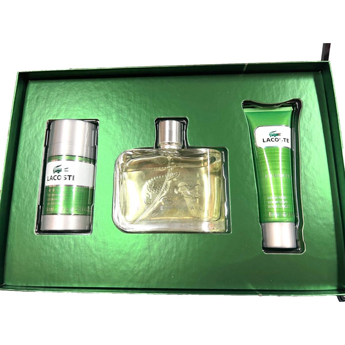 Lacoste Essential 3 Pieces Set : 4.2 Edt Spray + 1.6 Shower Gel + 2.4oz