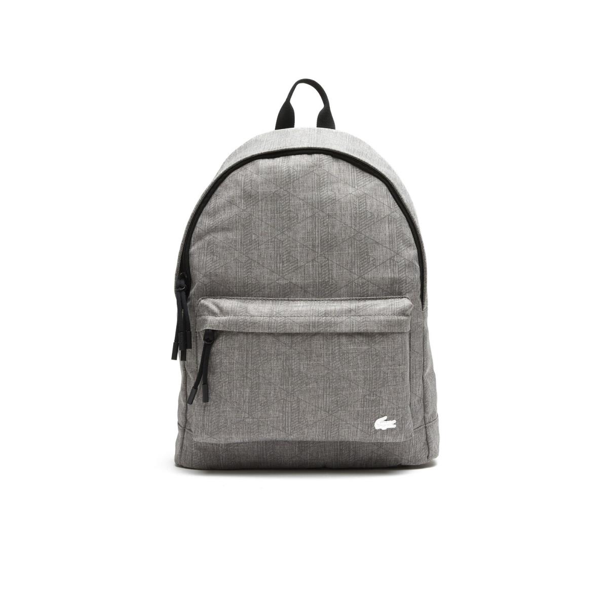 Men`s Lacoste Gris Chine Grey Reflective Monogram Print Backpack