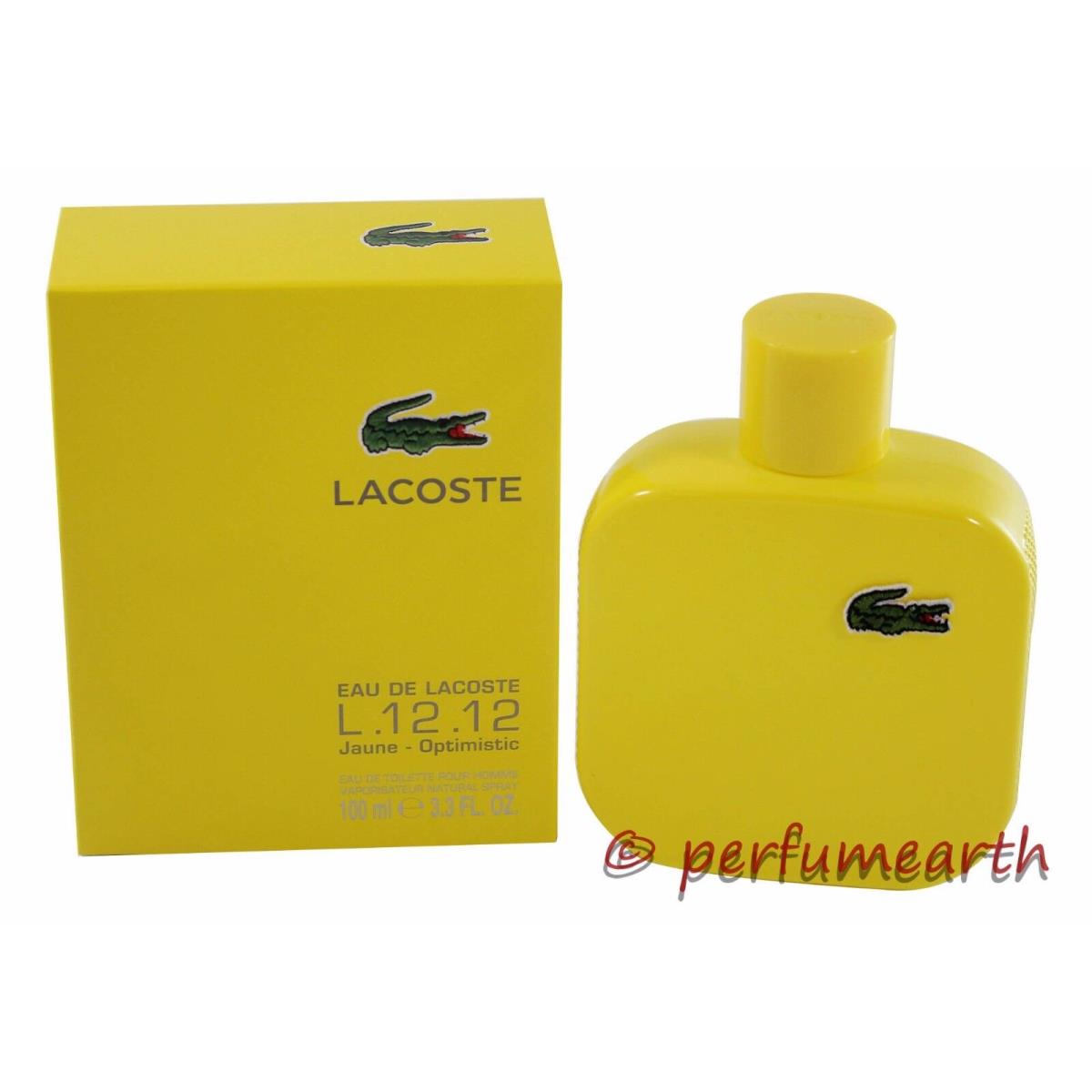 Eau De Lacoste L.12.12 Yellow Jaune Optimistic 3.3/3.4.oz/ Edt Spray