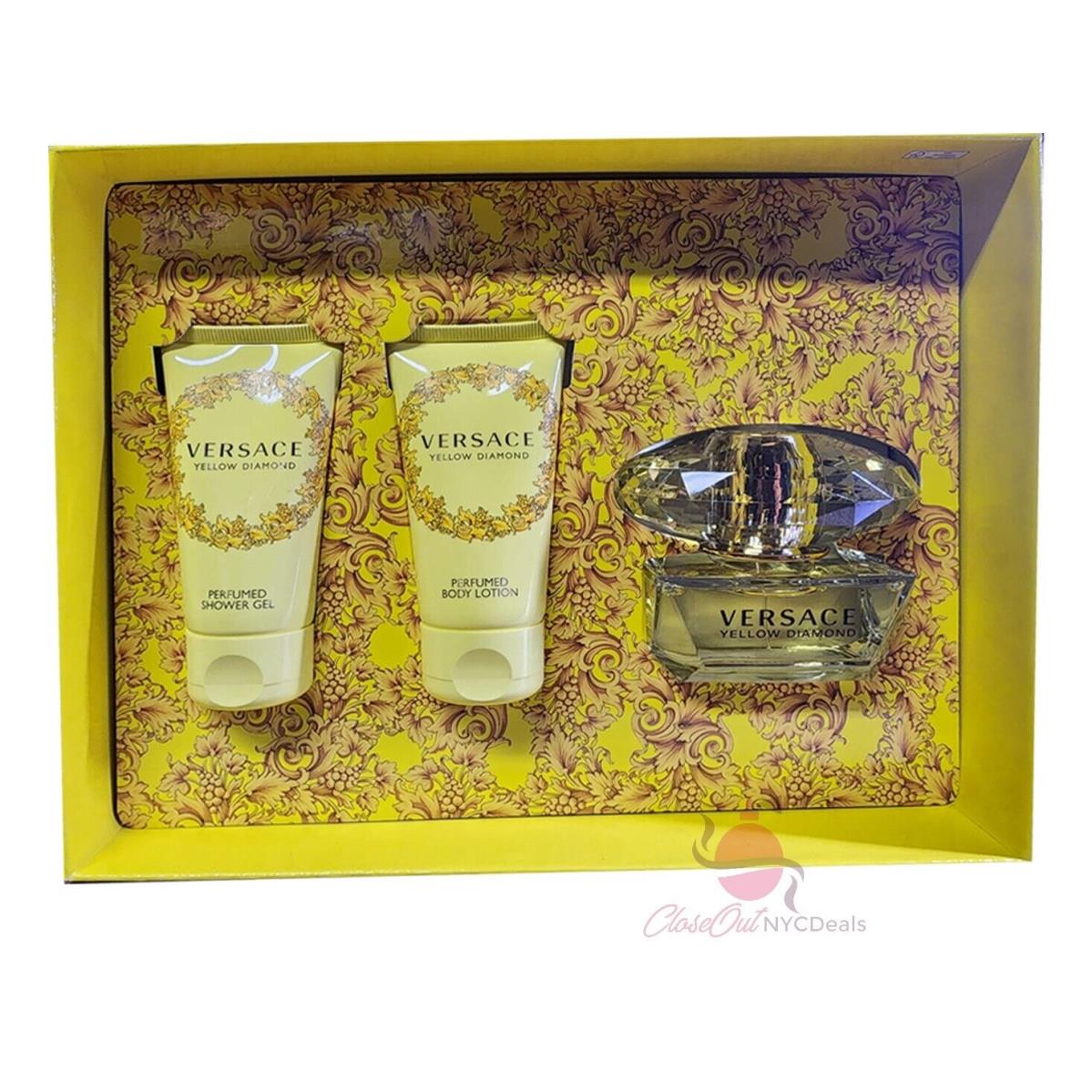 Versace Yellow Diamond 3PC Set-1.7oz Edt SP+1.7 oz Body Lotion+shower Gel