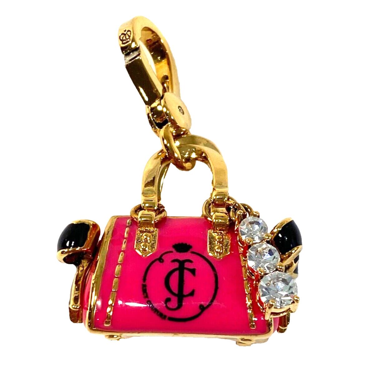 Juicy Couture Charm Pink Daydreamer Bag Black Enamel Bows Crystals Barbie Core