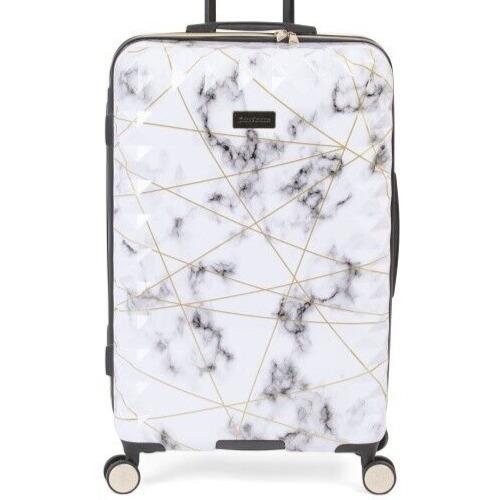 Juicy Couture 29in White Marble Print Gold Hardcase 8 Wheel Spinner