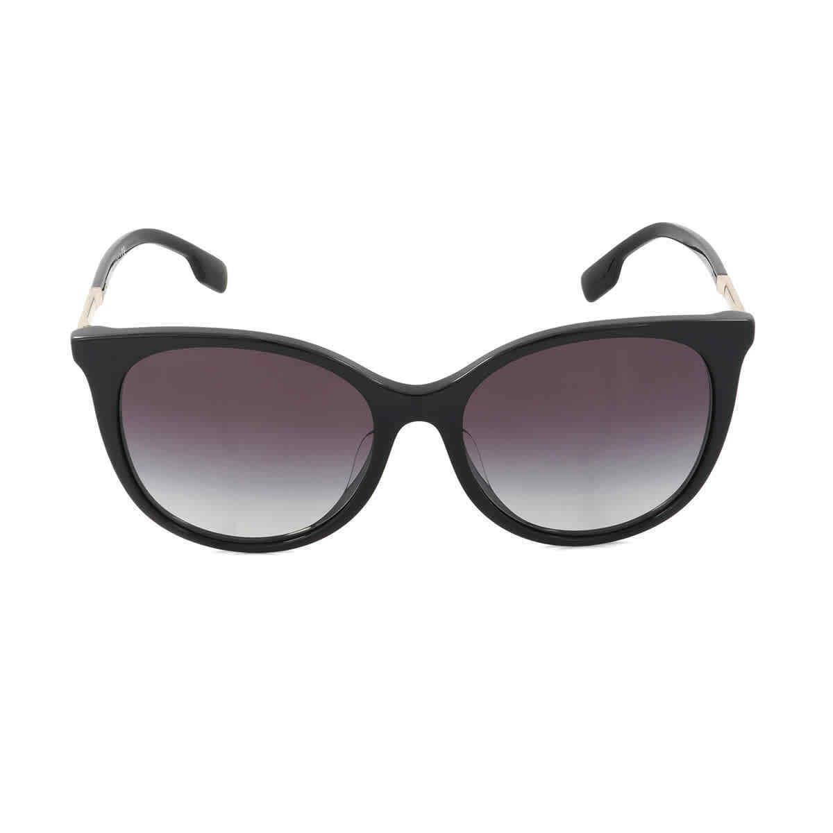 Burberry Alice Gray Gradient Cat Eye Ladies Sunglasses BE4333F 30018G 55 - Frame: Black, Lens: Grey