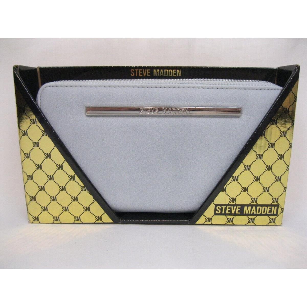 Steve Madden Clutch Wallet Wristlet Purse Handbag Blue Smooth Zip Around