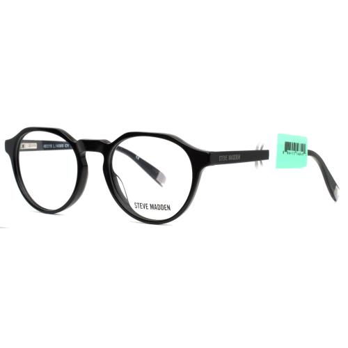 Steve Madden Seniith Black Mens Round Full Rim Eyeglasses 48-19-140 B:42