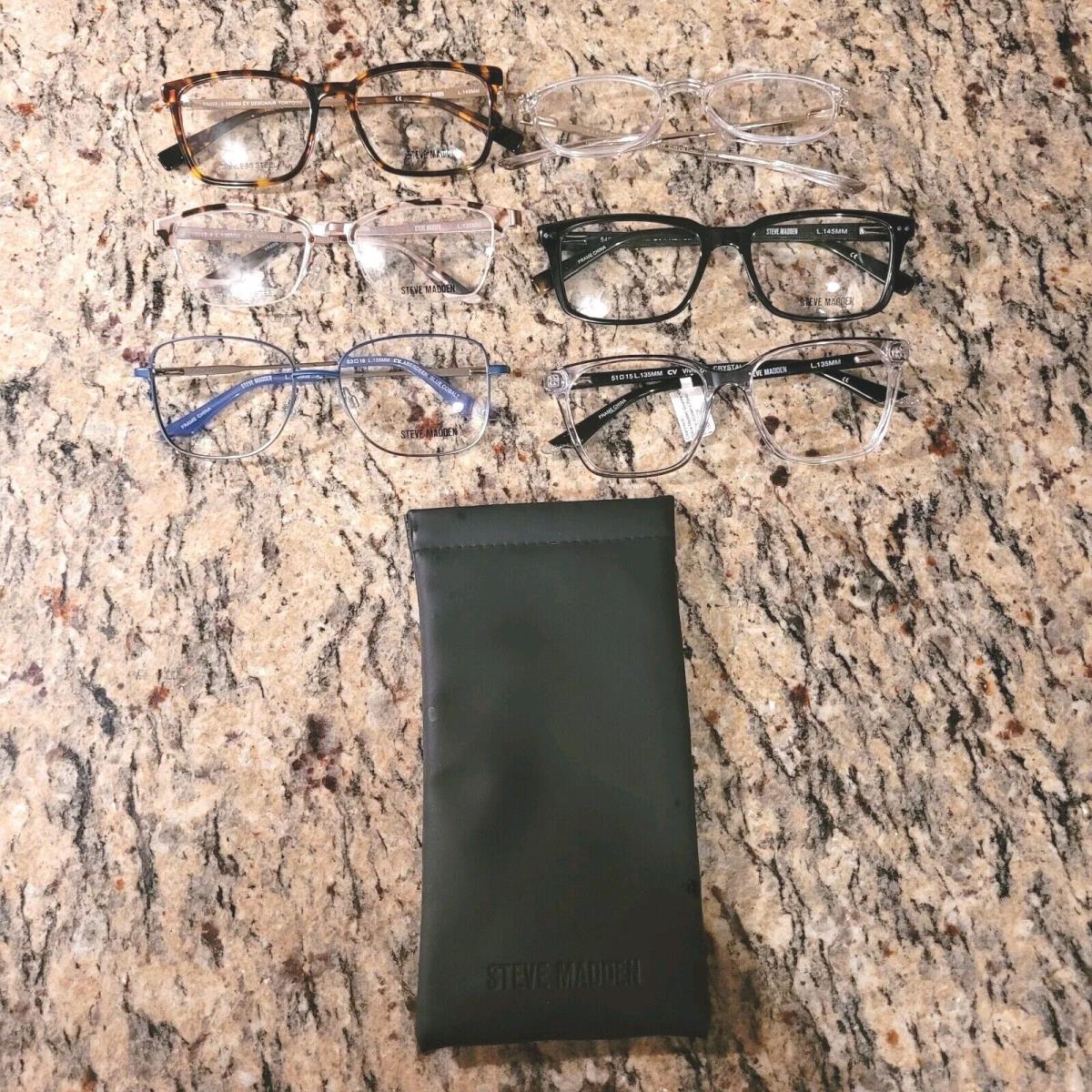 Lot OF 6 Steve Madden Eyeglasses Frames Only with Case