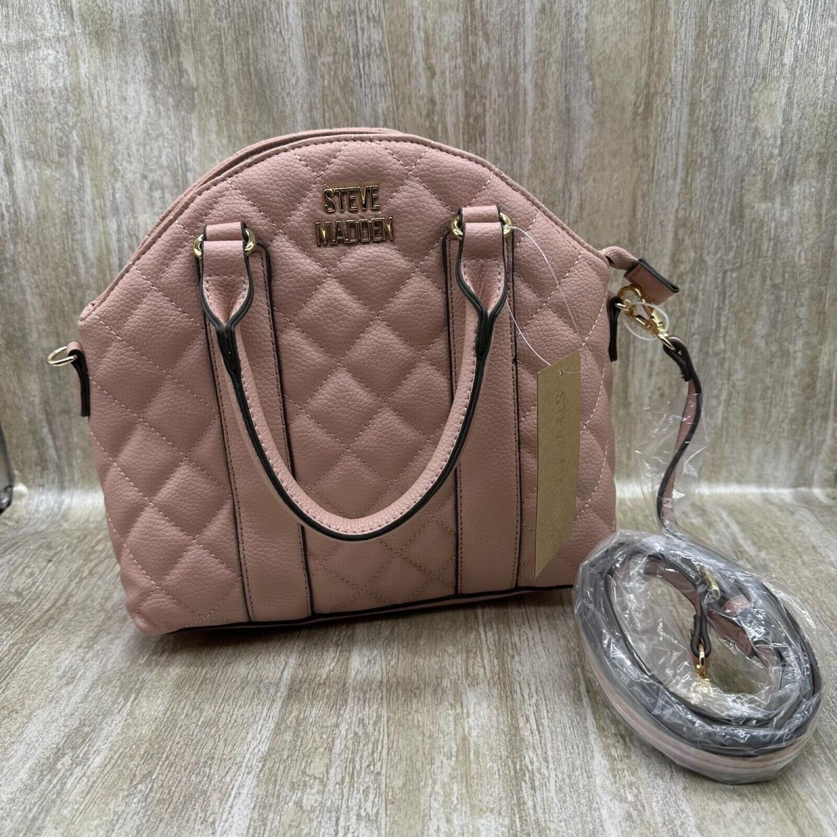 Steve Madden Bjules Quilted Crossbody Bag Small Pink Satchel Convertible Handbag