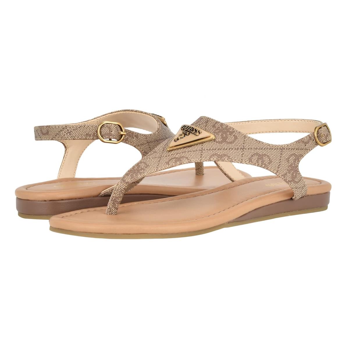 Woman`s Sandals Guess Unali Medium Brown Logo Multi