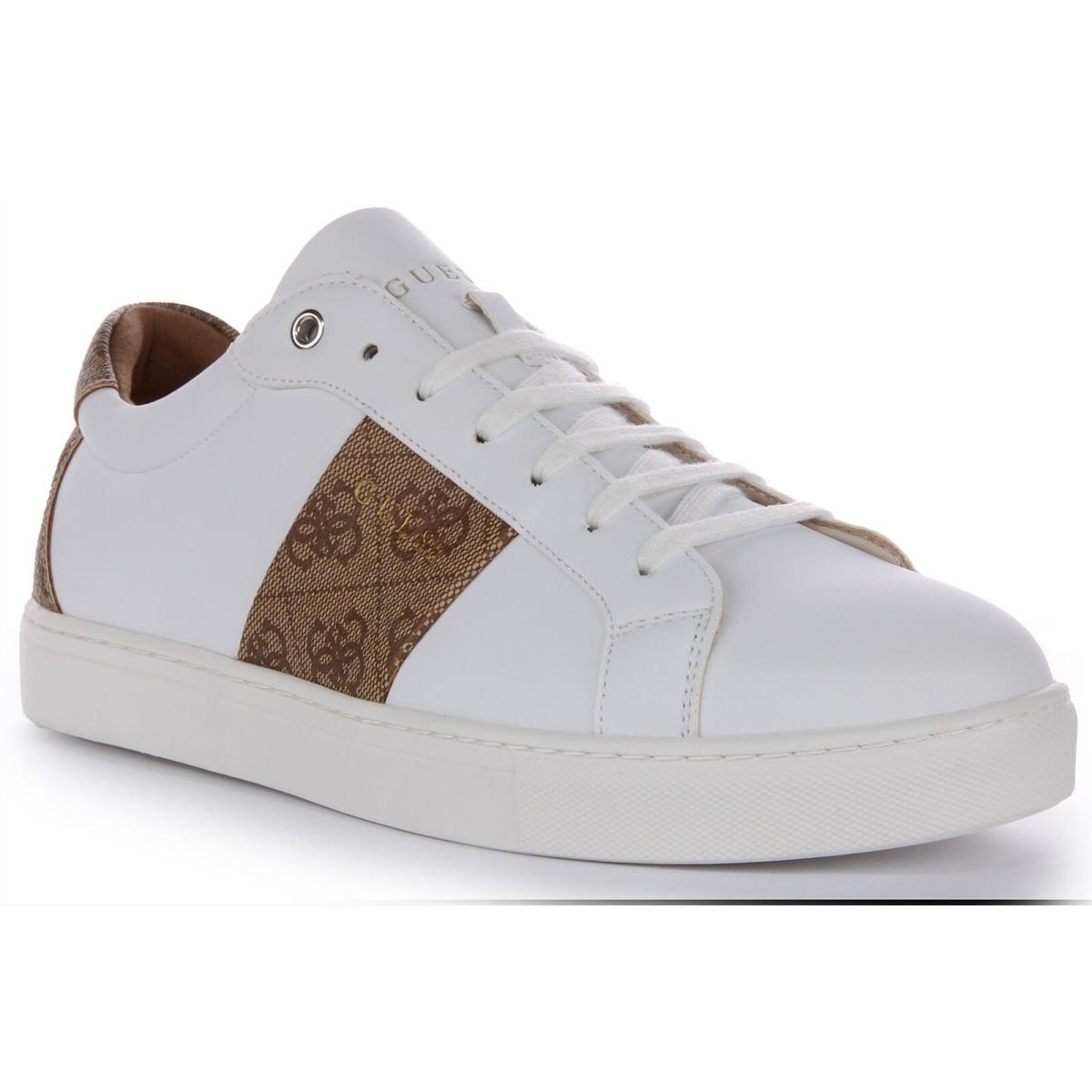 Guess Fl7Tdofal12 Toda Semi 4G Logo Lace Up Mens Trainer White Brown Size 6 - 12