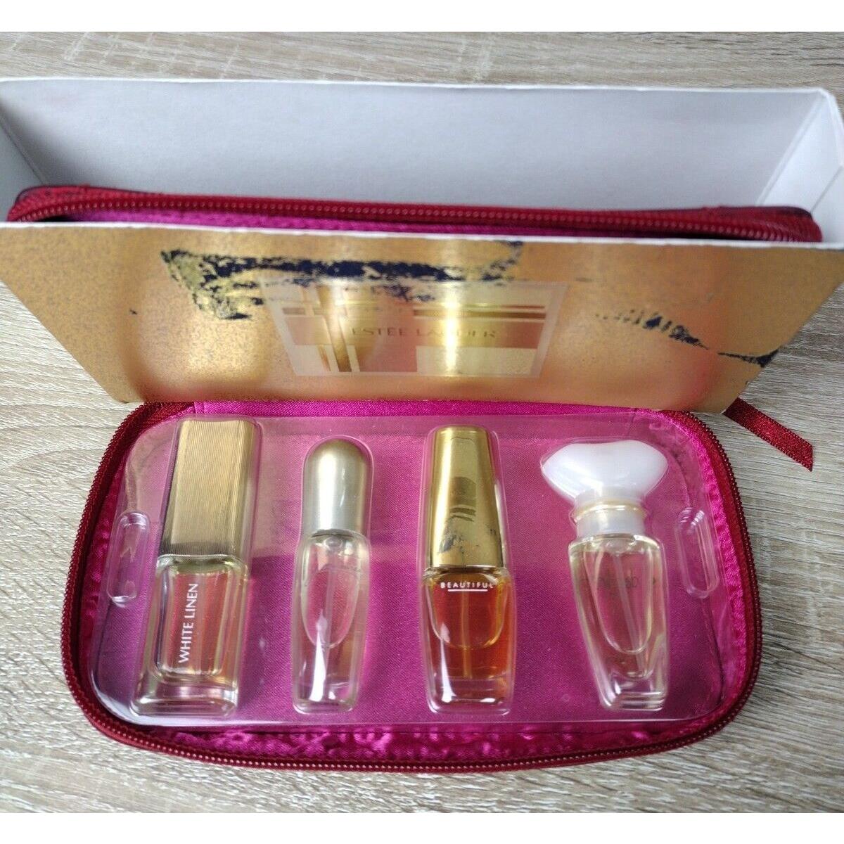 Estee Lauder Mini Perfume Treasures Set Pleasures Dazzling Gold Beautiful Linen