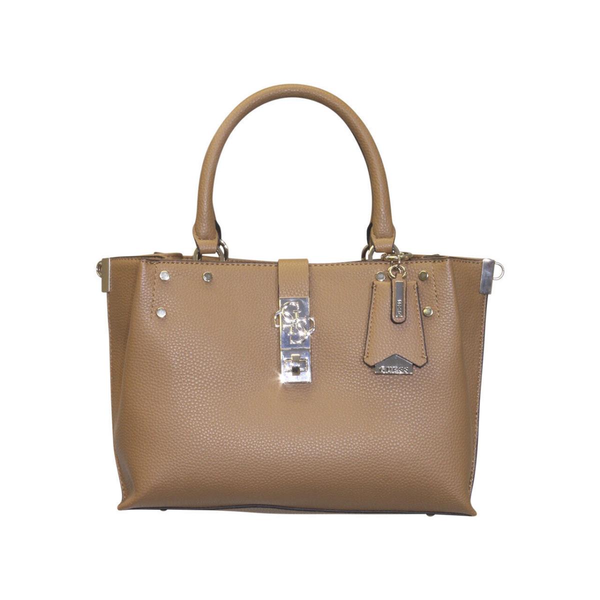 Guess Women`s Albury Small Girlfriend Satchel Handbag Caramel VG813105