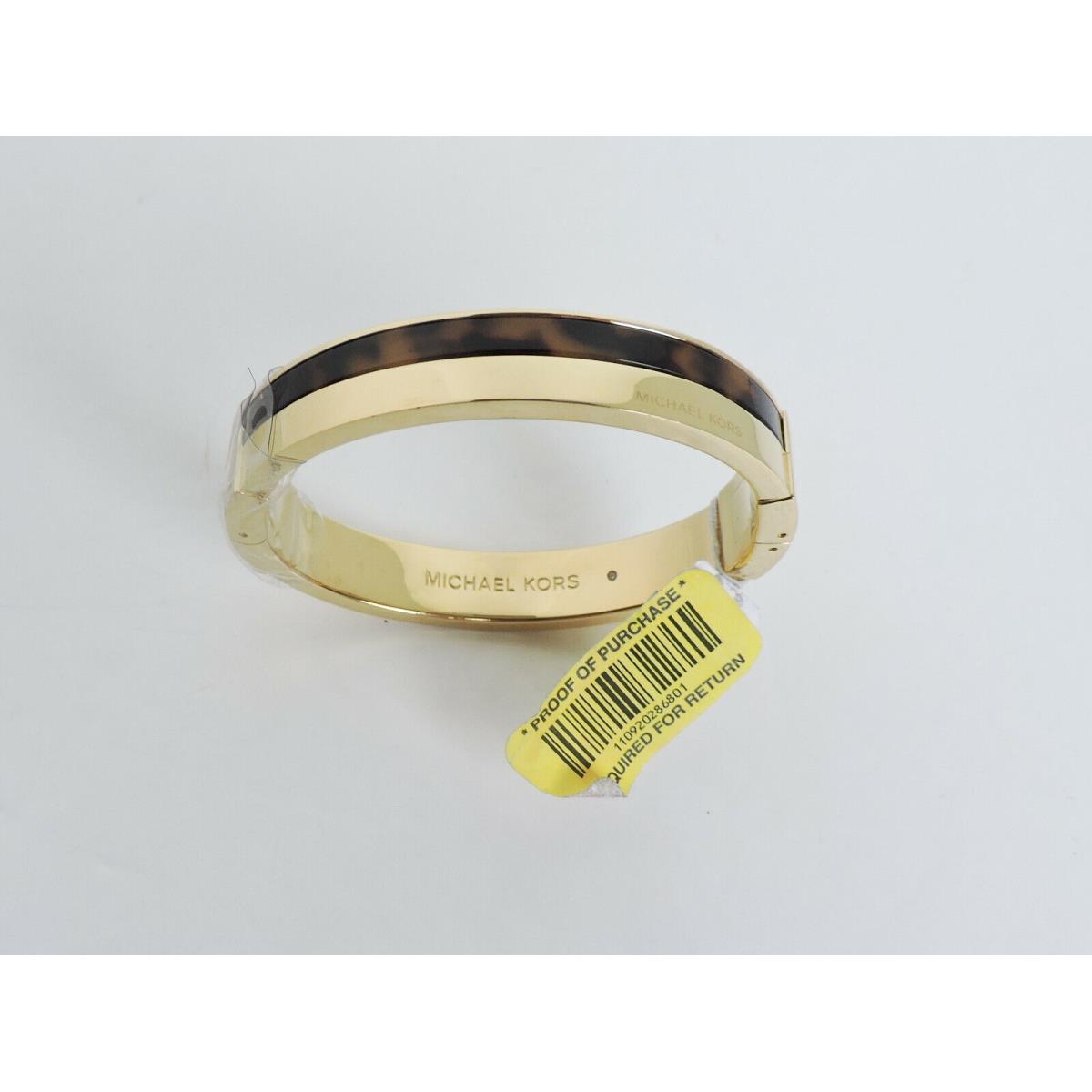 Michael Kors Heritage Mariti Gold Tone Tortoise Accent Push Latch Bracelet