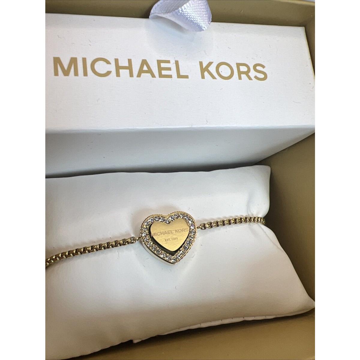 Michael Kors MKJX5389710 Heritage Gold Crystal Heart Slider Bracelet