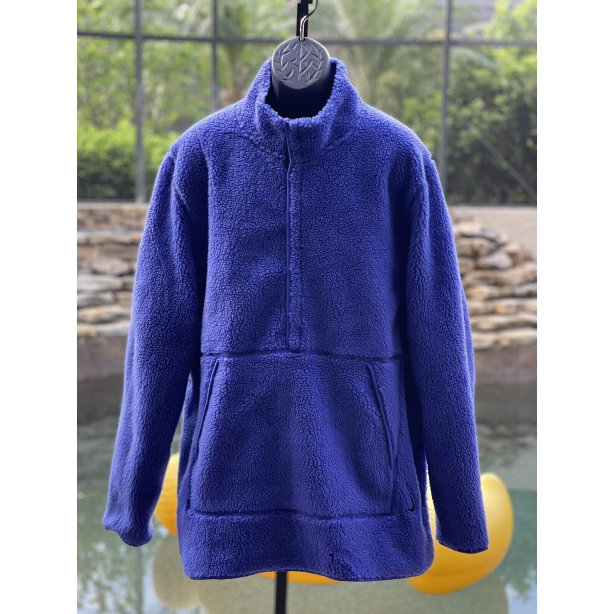 Nike Yoga Sherpa Fleece Blue Pullover Sweatshirt DD2182-430 X-large