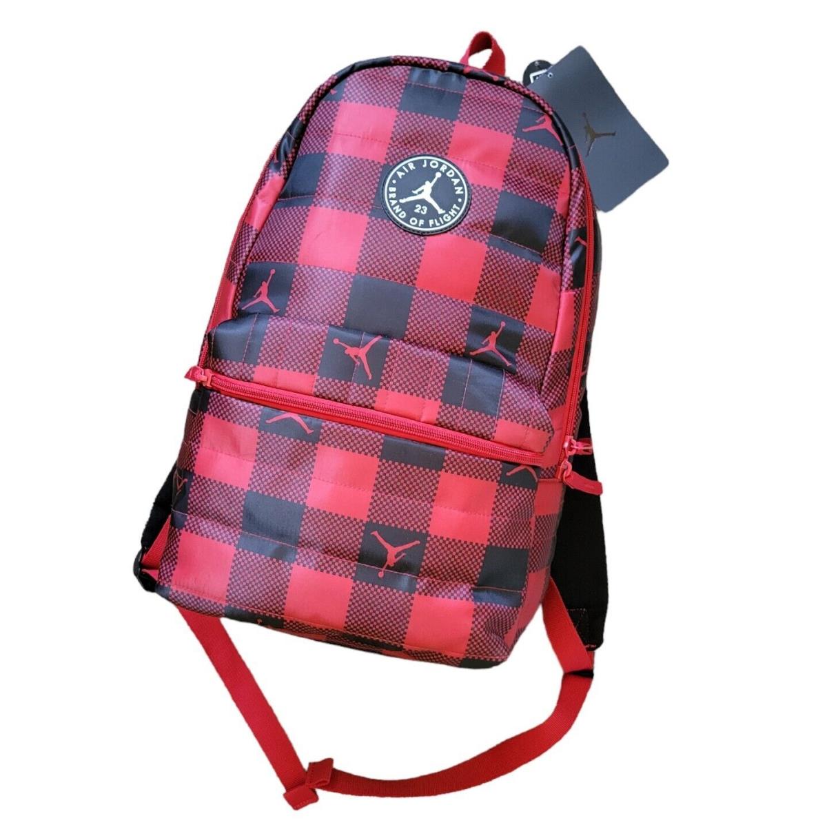 Nike Air Jordan Brand of Flight Backpack Black Gym Red Plaid Unisex Laptop Bag