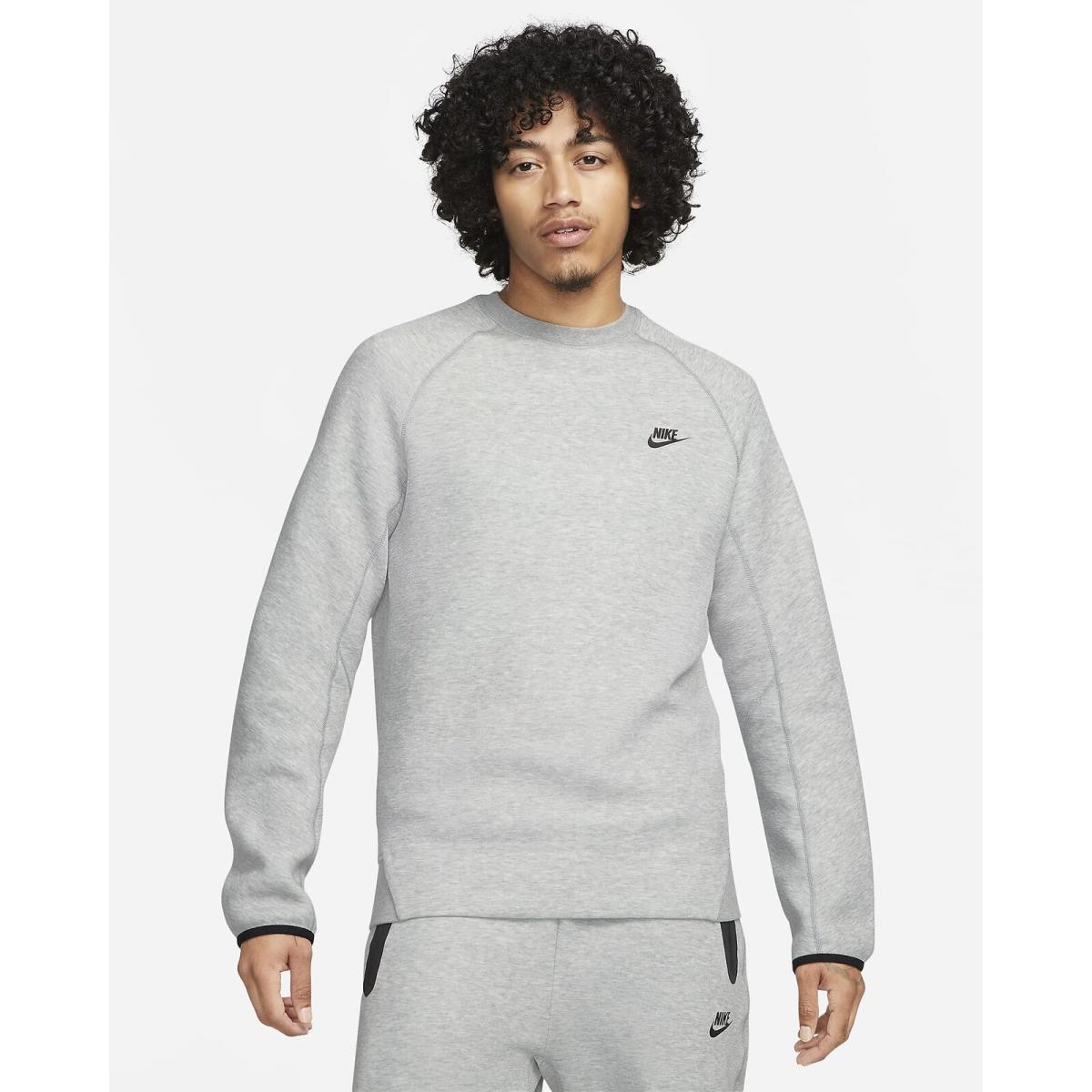 Nike Sportswear Tech Fleece Crew Sweatshirt Dark Heather Grey Black Medium