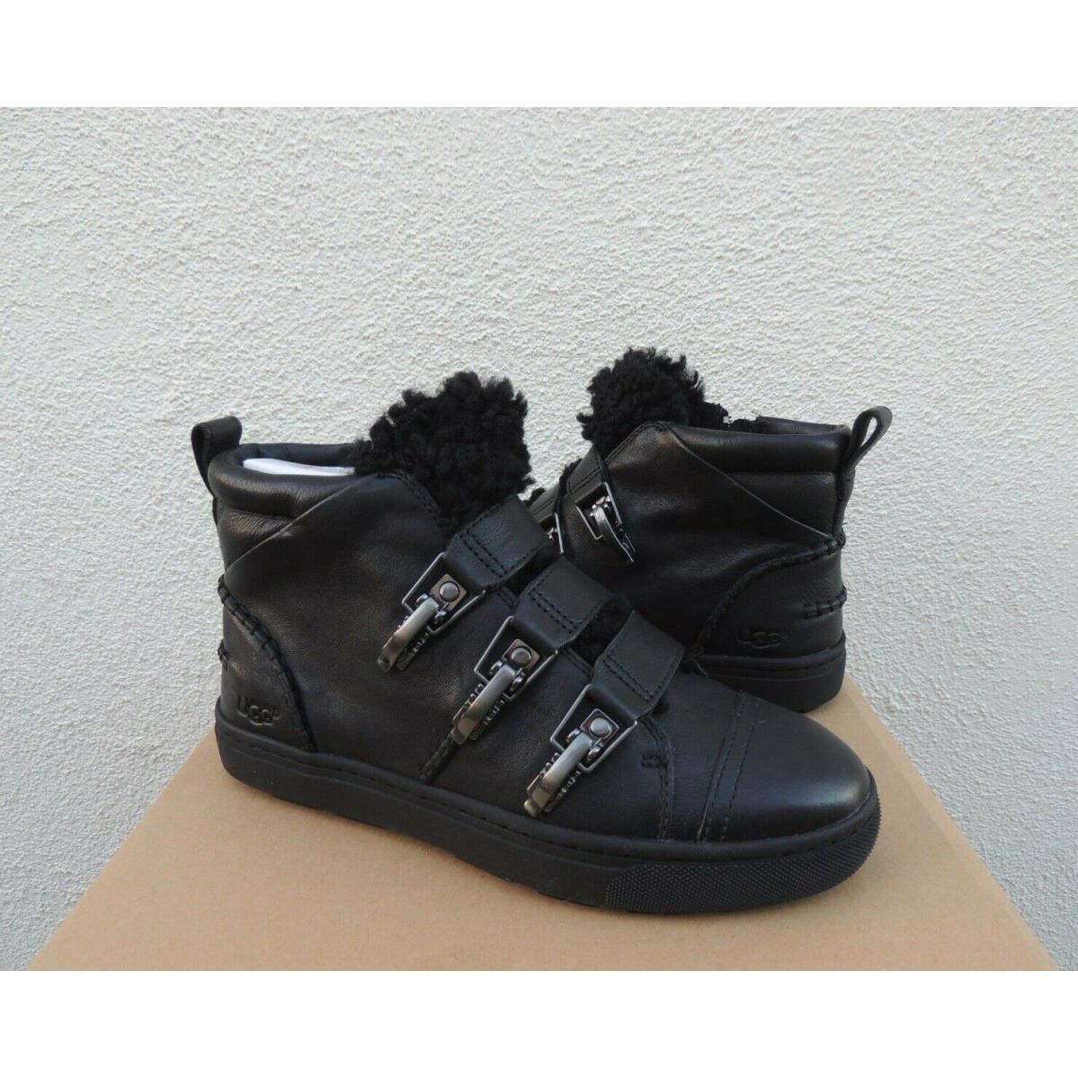 Ugg Palvin Black Leather High Top Sneaker Shoes Women US 5.5/ Eur 36.5