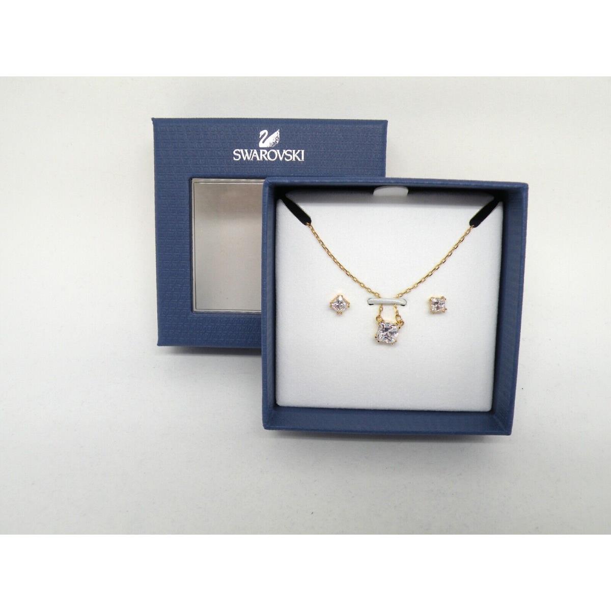 Swarovski Attract Crystal Pendant and Earring Gold Finish