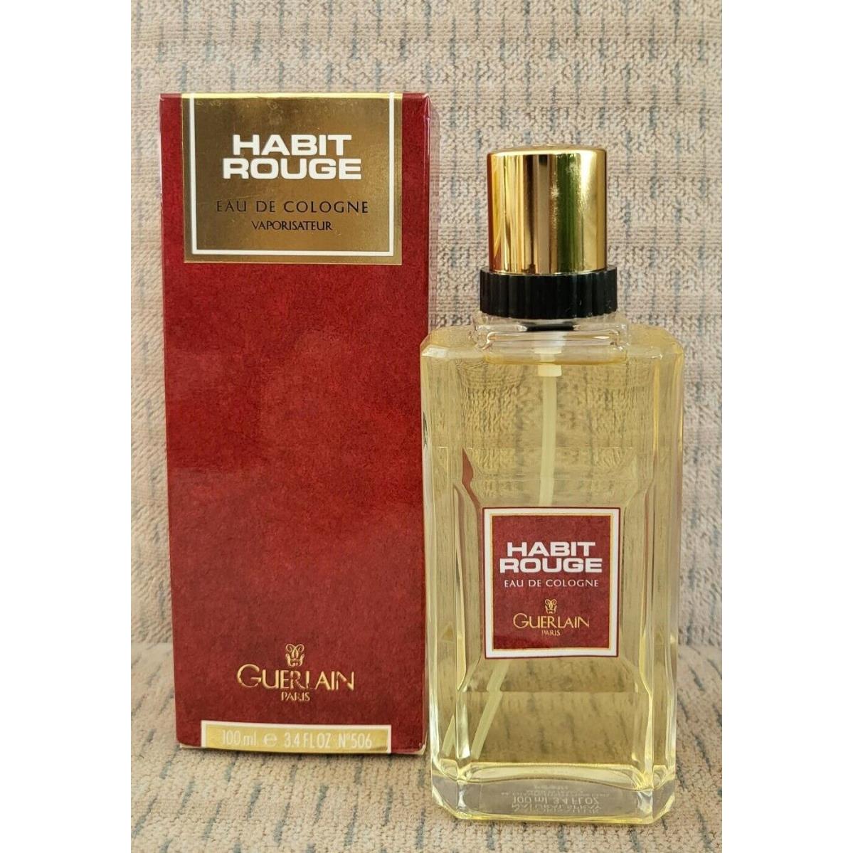 Vintage Guerlain Habit Rouge Eau DE Parfum Cologne Spray 100 ML/3.4 FL OZ Rare