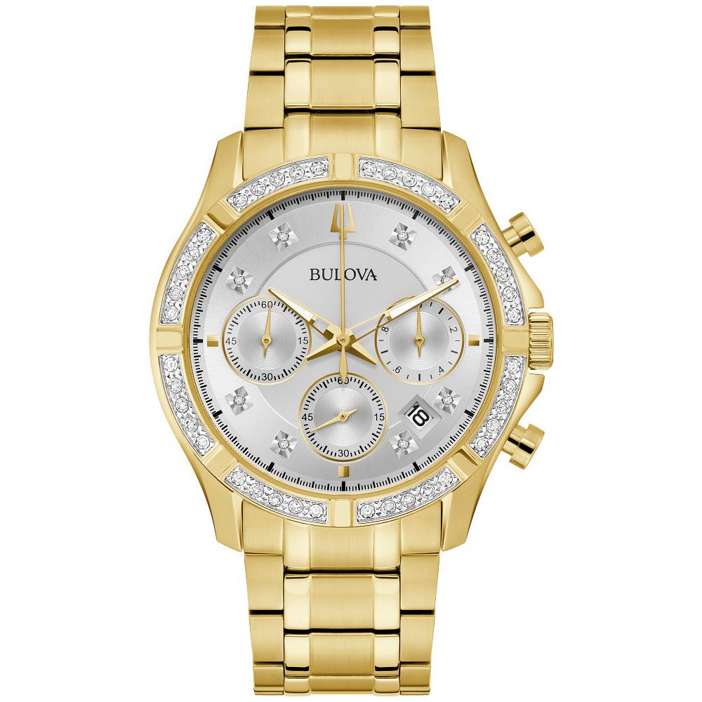 Bulova Diamond Classic Gold Tone Mens Watch 98E113