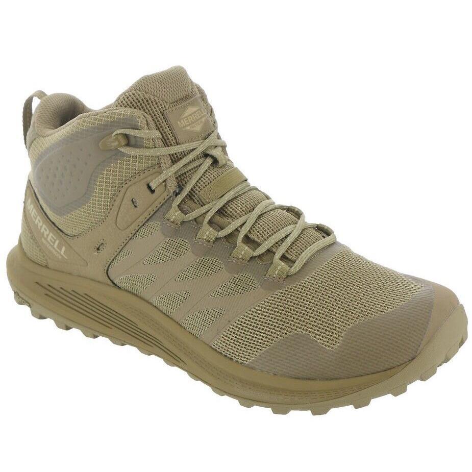 Mens Merrell Work Nova 3 Mid Waterproof Coyote Mesh Shoes - Coyote