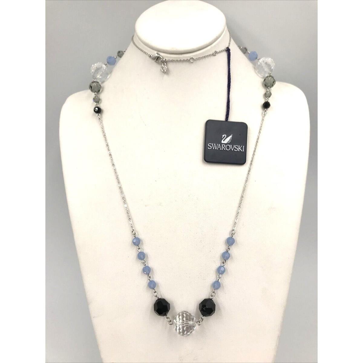 Swarovski Blue Clear Gray Black Crystal Beads Pendant Chain Necklace 34