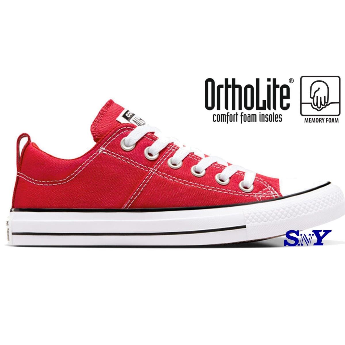 Converse Women`s Chuck Taylor All Star Madison Low Top Shoes Ortholite Insole - Red