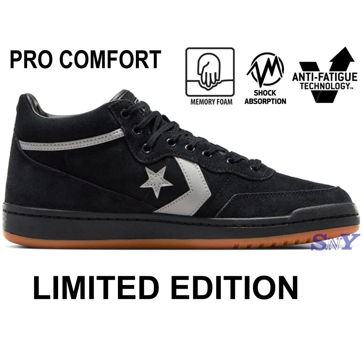 Converse Men`s Cons Fastbreak Pro Suede Skate Shoes Memory Foam Limited Edition - Black