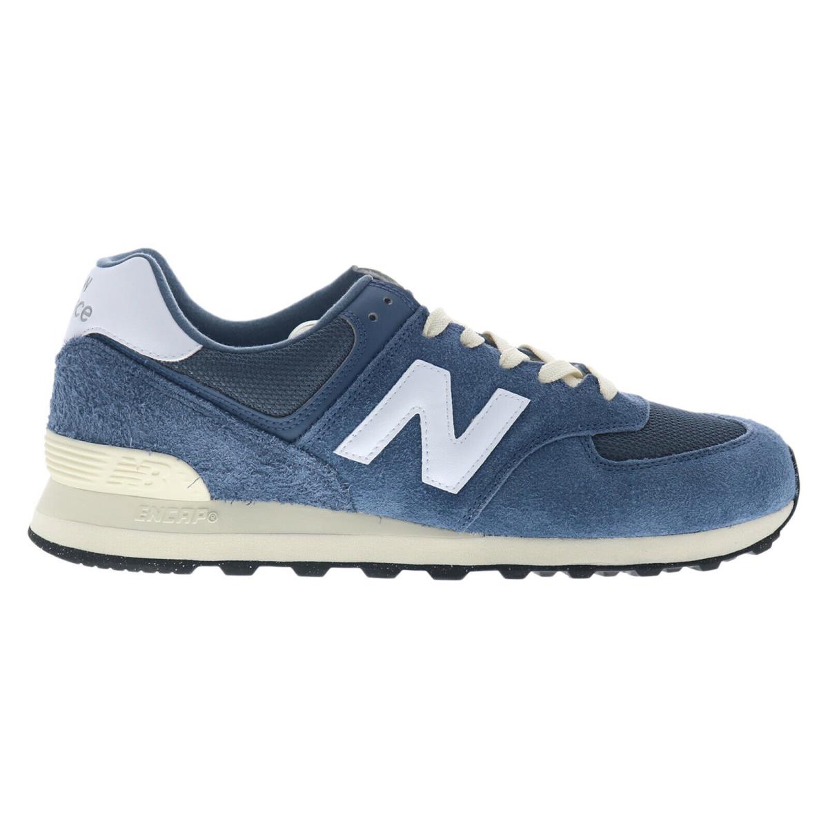 New Balance 574 U574RBJ Mens Blue Suede Lace Up Lifestyle Sneakers Shoes - Blue