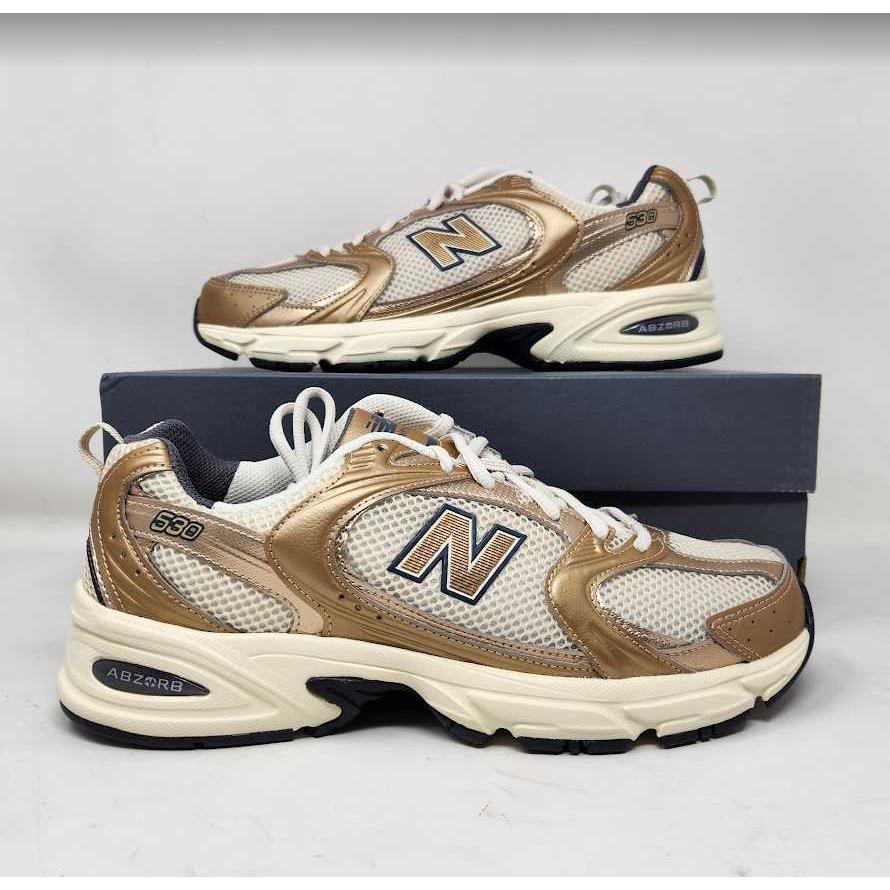 Men`s 9.5 Women`s 11 New Balance X J Crew 530 Sneakers Gold Metallic MR530LA