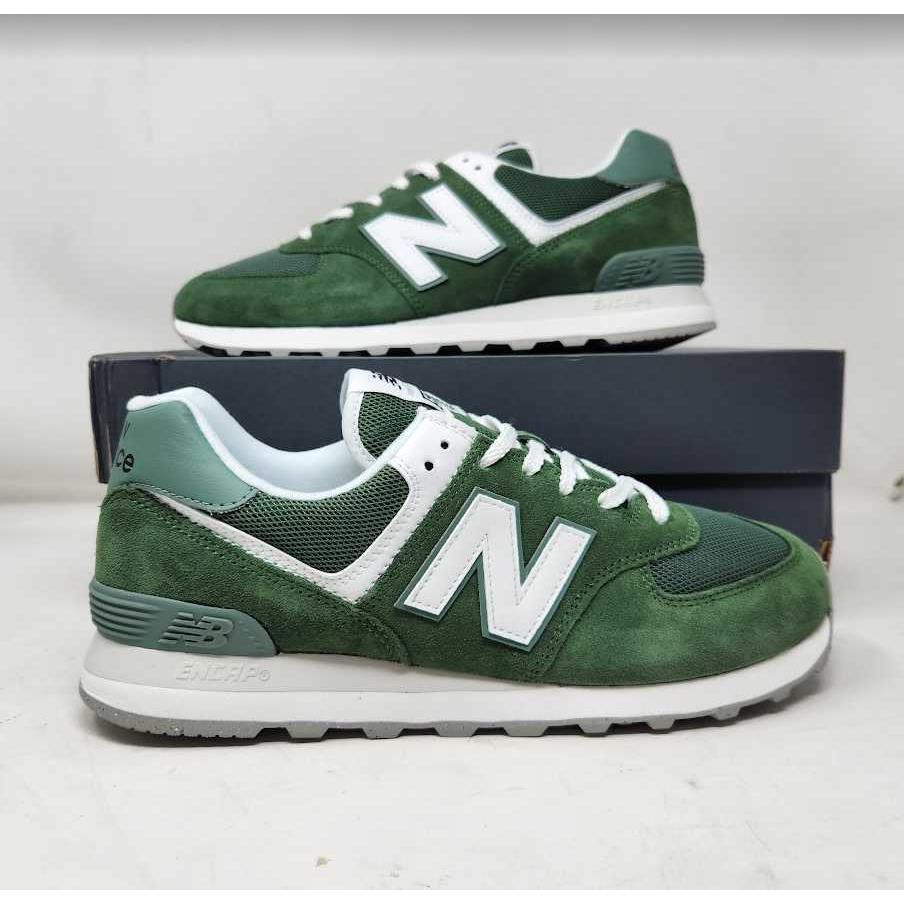 New Men`s 10 New Balance X J Crew 574 Sneakers in Green / White U574FGG